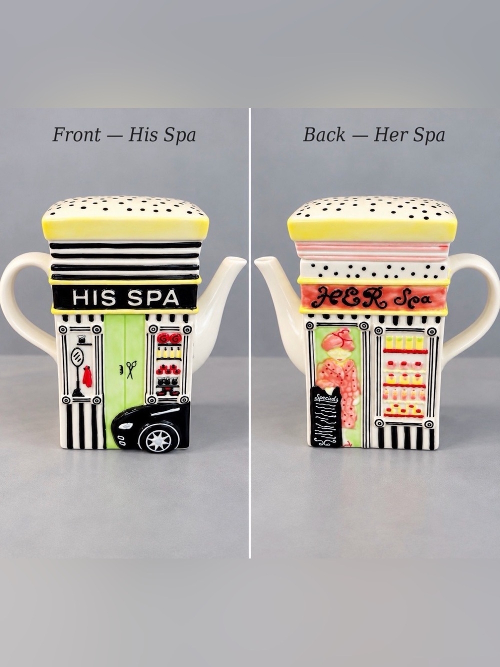 NEW MSRF His Spa Her Spa Ceramic Teapot w/Lid + Twinings Earl Grey Tea Gift